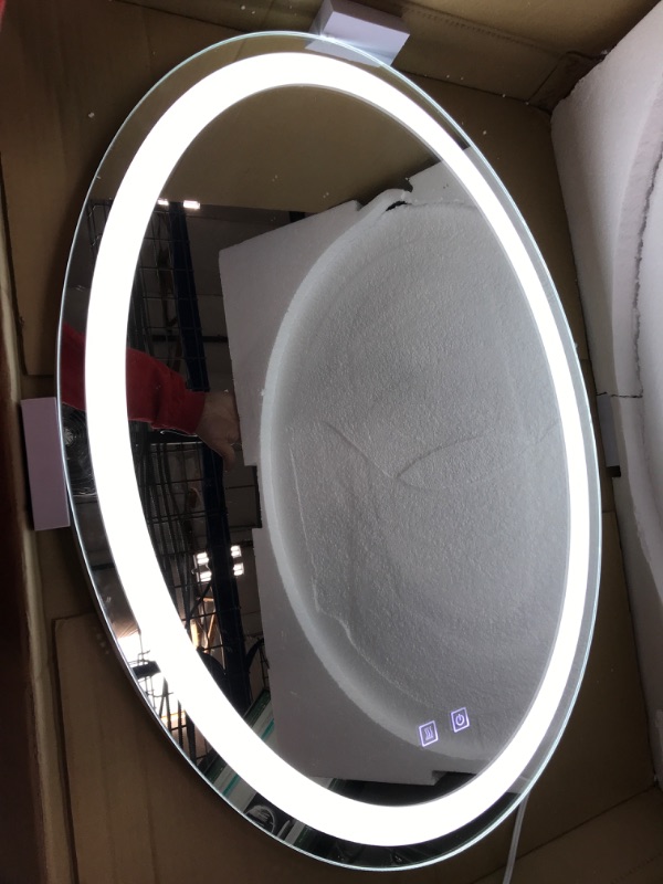 Photo 2 of DIDIDADA Oval LED Bathroom Vanity Mirror for Bathroom 32 x 24 Wall Mounted Lighted Mirrors with 3 Color Lights Dimmable Oval Wall Bathroom LED Mirror Anti Fog Hotel Smart Oval Makeup Light Mirrors 32 x 24 Inch