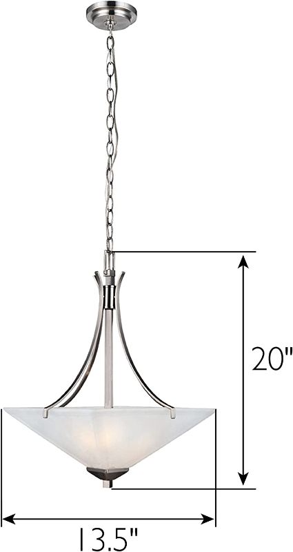 Photo 1 of Design House 587881 Torino Traditional 2-Light Indoor Dimmable Pendant Light with Frosted White Glass for Entryway Dining Room Foyer, Satin Nickel
