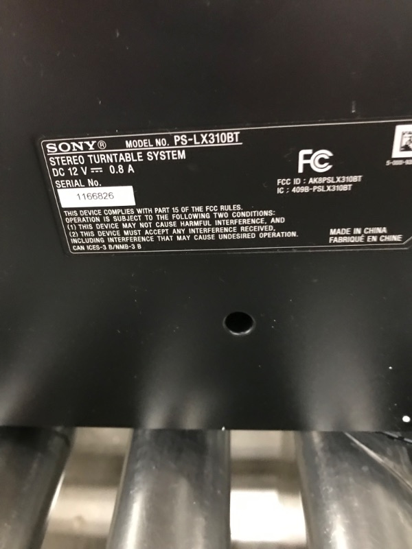 Photo 4 of Sony PS-LX310BT Belt Drive Turntable: Fully Automatic Wireless Vinyl Record Player with Bluetooth and USB Output Black
****NONEFUCTIONAL***NEEDS REPAIR****