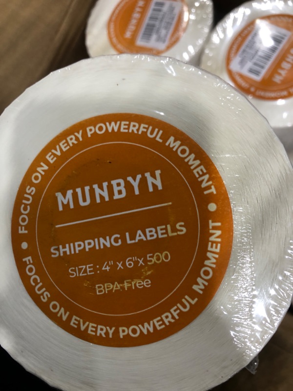 Photo 4 of MUNBYN 4x6 Inch Direct Thermal Labels, 6000 Labels/12 Rolls(500 Pcs per Roll), Shipping Label Paper for Thermal Printers, Permanent Adhesive Mailing Postage Labels for Shipping Packages Roll/6000 Labels