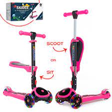 Photo 1 of 3 Wheeled Scooter for Kids - Stand & Cruise Child/Toddlers Toy Folding Kick Scooters w/Adjustable Height, Anti-Slip Deck, Flashing Wheel Lights, for Boys/Girls 2-12 Year Old - Hurtle