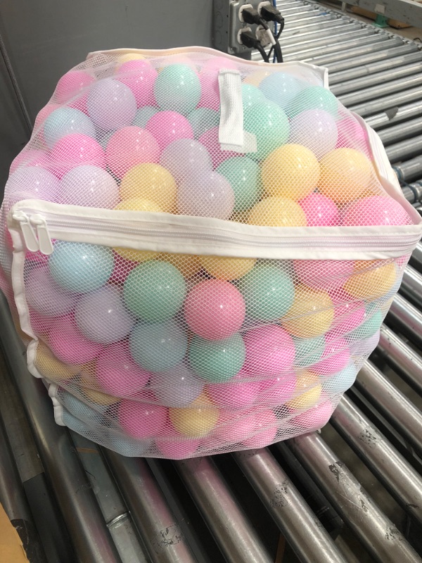 Photo 3 of Amazon Basics BPA Free Crush-Proof Plastic Pit Balls with Storage Bag, Toddlers Kids 12+ Months, 6 Pastel Colors - Pack of 400
