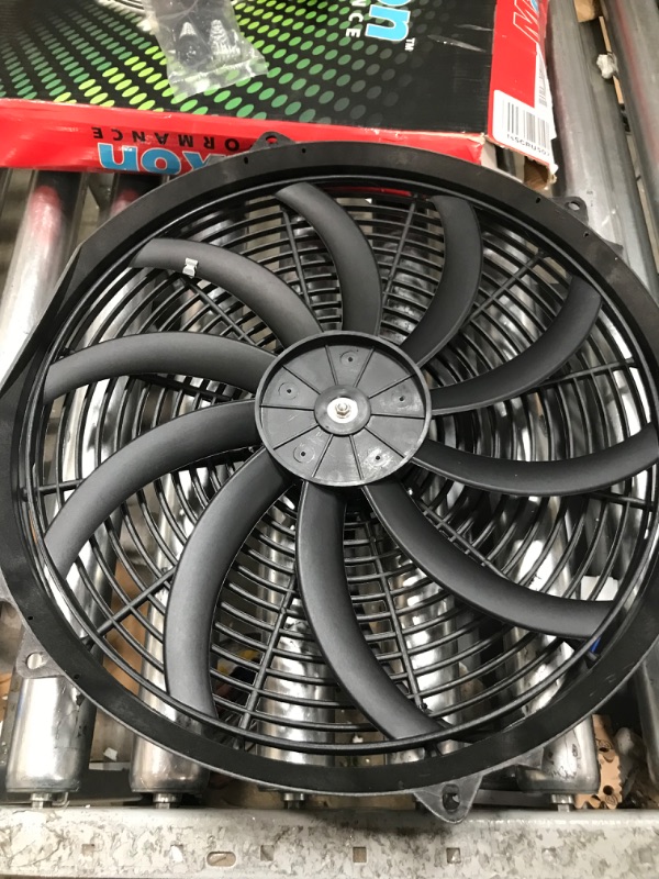 Photo 4 of 16" inch Universal Slim Fan Push Pull Electric Radiator Cooling 12V Mount Kit Black 16 Inch