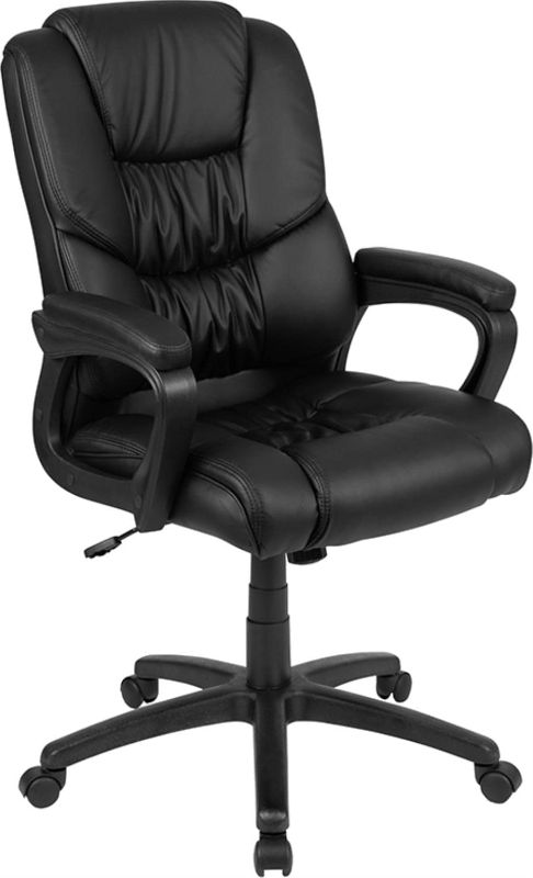 Photo 1 of Flash Furniture Flash Fundamentals Big & Tall 400 lb. Rated Black LeatherSoft Swivel Office Chair with Padded Arms
