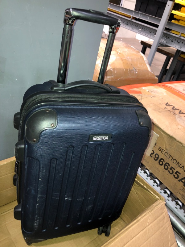 Photo 2 of (VISIBLY USED) Kenneth Cole REACTION Out Of Bounds Lightweight Durable Hardshell 4-Wheel Spinner Cabin Size Travel Suitcase, Naval, 20-Inch Carry On Naval 20-Inch Carry On
