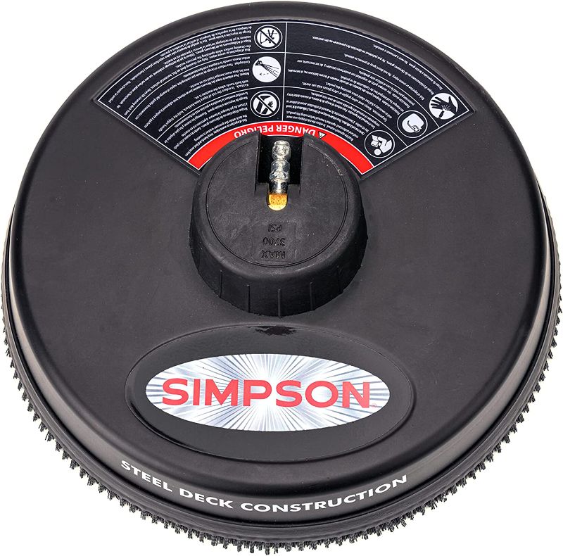 Photo 1 of (UNABLE TO TEST) Simpson Cleaning 80165 Universal Scrubber, Rated 15" Steel Pressure Washer Surface Cleaner for Cold Water Machines, 1/4" Quick Connection, Recommended Min 3000 Max of 3700 PSI, Black
