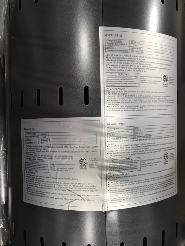 Photo 4 of **MINOR DAMAGE** Amazon Basics 46,000 BTU Outdoor Propane Patio Heater with Wheels, Commercial & Residential - Slate Gray
