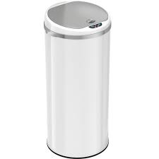 Photo 1 of 13 gallon white steel round sensor trash can