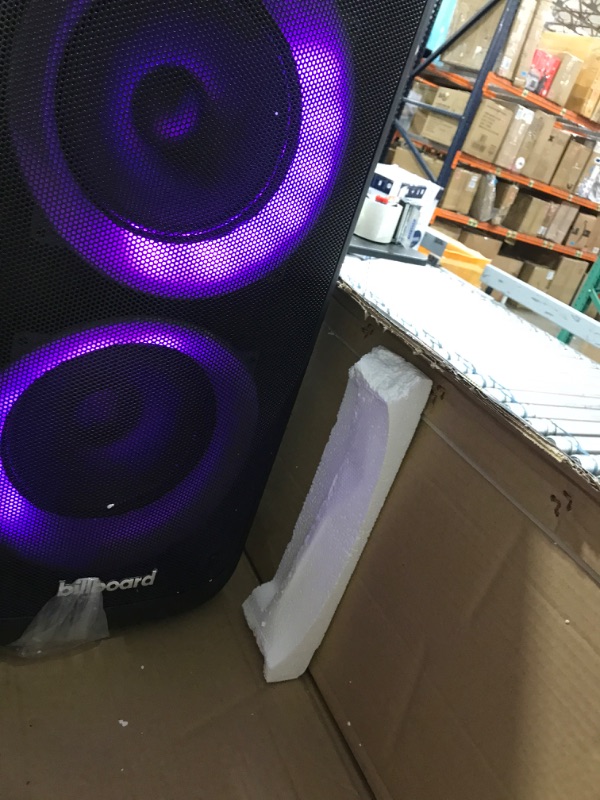 Photo 3 of **PARTS ONLY**
Billboard Dual 8" Rechargeable Bluetooth Speaker 8000W P.M.P.O, FM, USB SD, Aux inputs, TWS, Full Panel Lighting