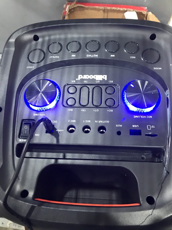 Photo 4 of **PARTS ONLY**
Billboard Dual 8" Rechargeable Bluetooth Speaker 8000W P.M.P.O, FM, USB SD, Aux inputs, TWS, Full Panel Lighting