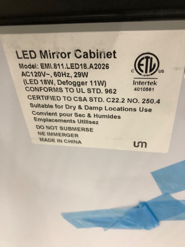 Photo 3 of **** new in good condition ****
LIGMIRR 26×20 Inch Bathroom Medicine Cabinet with Lights, LED Medicine Cabinet with Mirror, Recessed or Surface Lighted Medicine Cabinet with Defogger, Right Door