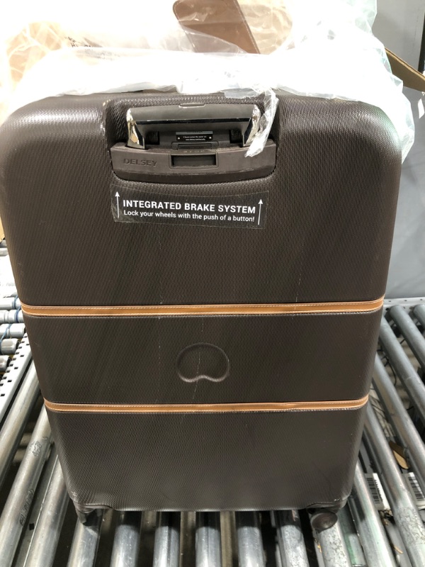 Photo 3 of DELSEY Paris Chatelet Hardside Luggage with Spinner Wheels, Chocolate Brown, Checked-Large 28 Inch, with Brake Checked-Large 28 Inch, with Brake Chocolate Brown