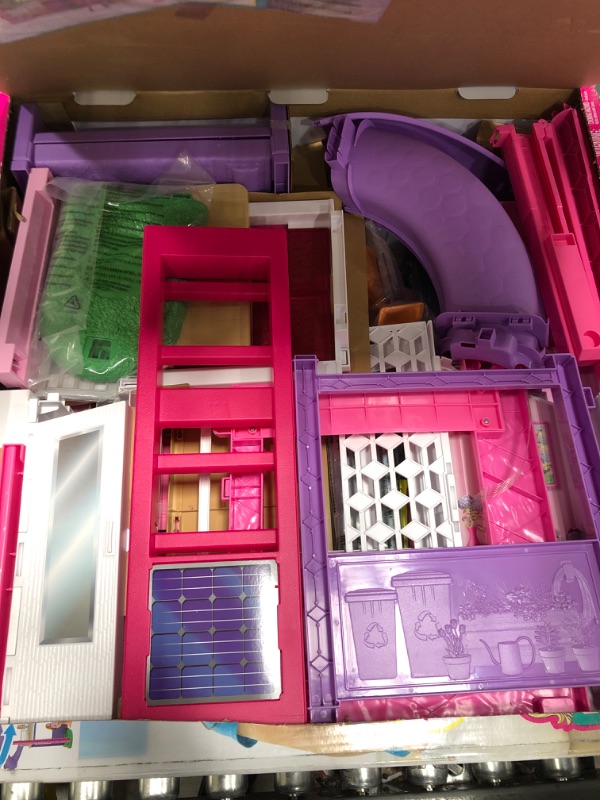 Photo 3 of Barbie DreamHouse Dollhouse with 70+ Accessories, Working Elevator & Slide, Transforming Furniture, Lights & Sounds Wheelchair Accessible Elevator