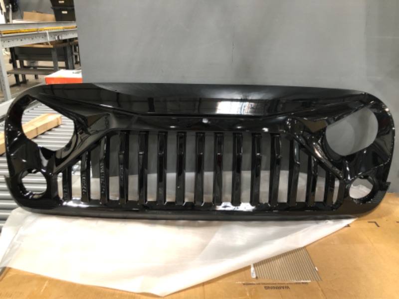 Photo 2 of  Front Grill Glossy Black Grille Grid For Jeep Wrangler JL JLU 2018, 2019, 2020, 2021, 2022 & Jeep Gladiator JT (Glossy Black Fury) ** DIFFERENT FROM STOCK PHOTOS***