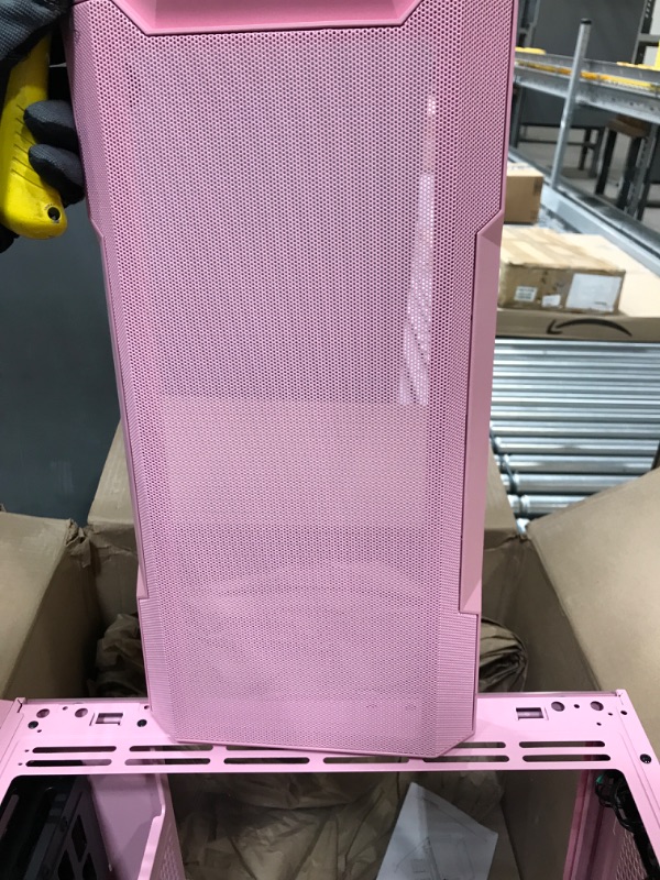 Photo 3 of Vetroo M03 Compact Computer Case Micro ATX Mini ITX All Pink Gaming PC Case Rear 120mm Addressable RGB Fan Pre-Installed Door Opening Tempered Glass Side Panel & Front Mesh Panel M03 Pink