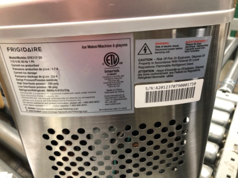 Photo 5 of **TESTED** Frigidaire EFIC117-SS 26 Pound Ice Maker, 26 lbs per day, Stainless