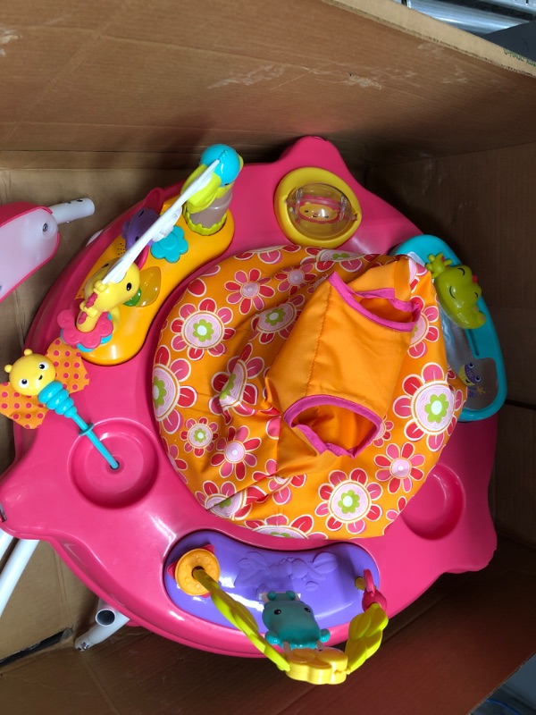 Photo 1 of **MISSING PARTS** Fisher-Price Jumperoo Baby Bouncer and Activity Center with Spinning Seat plus Lights Music Sounds and Baby Toys, Pink Petals