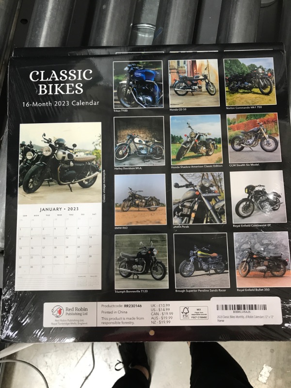 Photo 2 of 2023 Classic Bikes Monthly Wall Calendar by Red Robin Calendars 12" x 12"