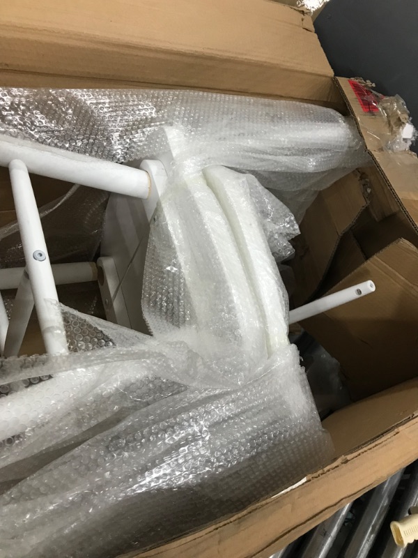 Photo 2 of ** 1 chair is complete damaged**
Flash Furniture Solid Wood Spindle Back Armless Kitchen or Dining Room Chairs-No Assembly Required, (Pack of 2), White Visit The Store