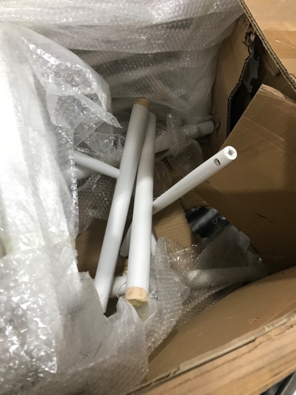 Photo 5 of ** 1 chair is complete damaged**
Flash Furniture Solid Wood Spindle Back Armless Kitchen or Dining Room Chairs-No Assembly Required, (Pack of 2), White Visit The Store