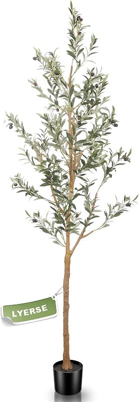 Photo 1 of 
LYERSE 7ft Artificial Olive Tree Tall Fake Potted Olive Silk Tree with Planter Large Faux Olive Branches and Fruits Artificial Tree for Office House Living...
Size:7ft