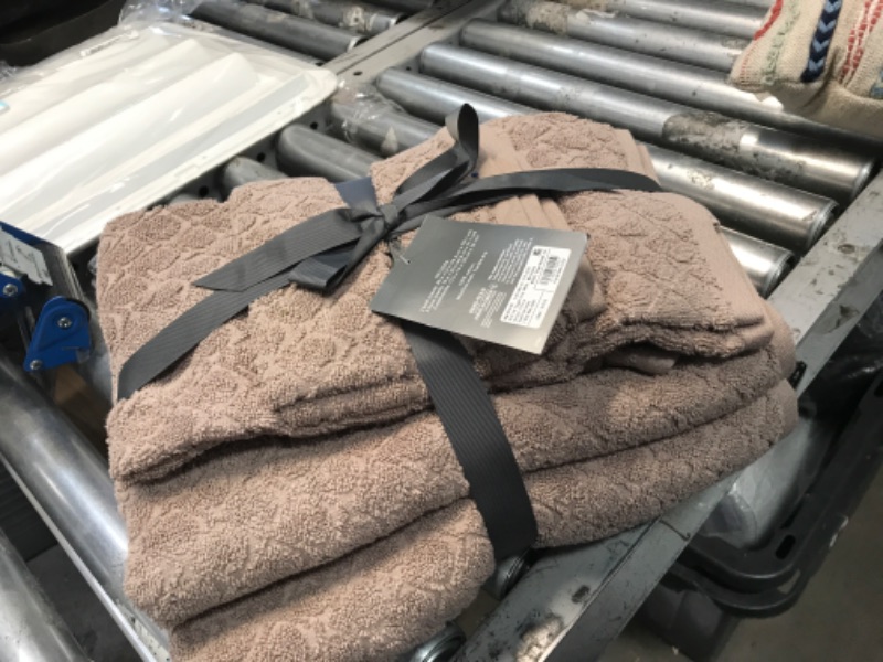 Photo 2 of 6pk Textured Bath Towel Set Brown - Threshold&#8482;