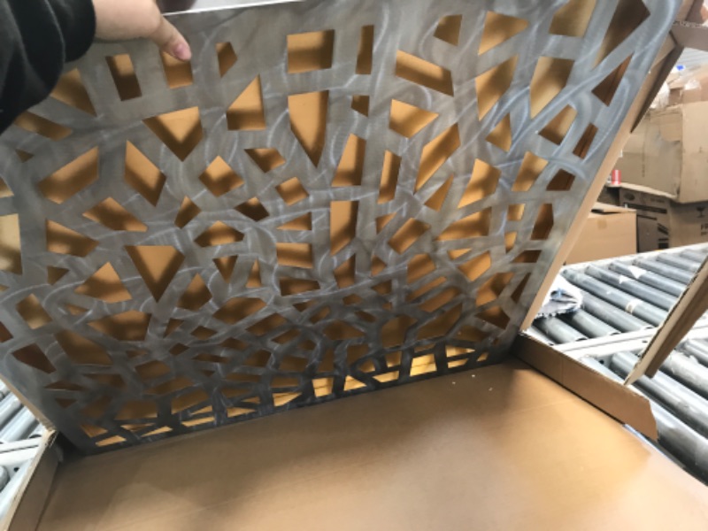 Photo 1 of **USED** Empire Art Direct Enigma Polished Steel Sculpture Abstract Wall Art with Gold Leaf 3D Metallic Artwork, Ready to Hang, Living Room, Bedroom ? Office, 32" x 0.98” x 32 Gold Enigma