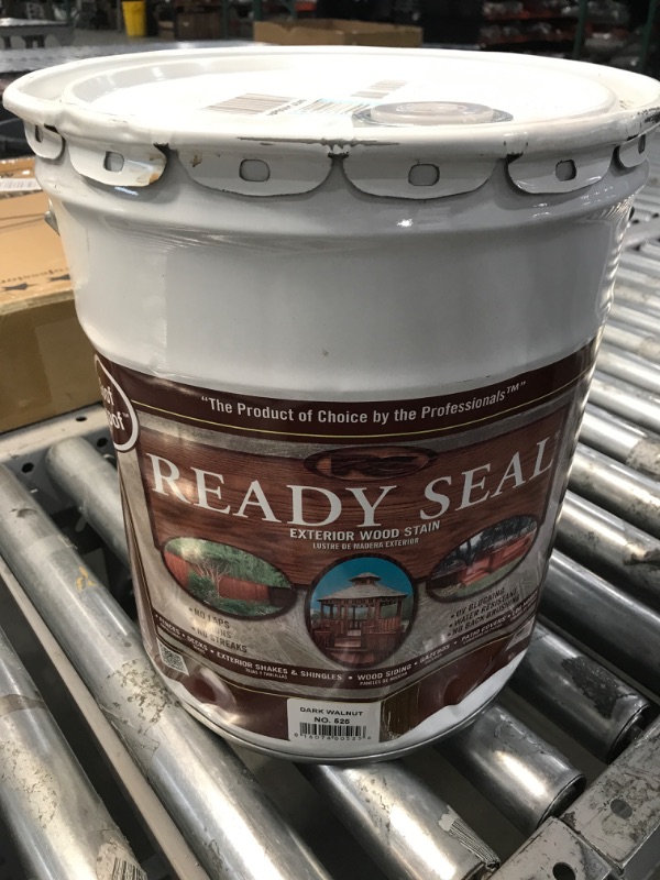 Photo 2 of Ready Seal 525 Exterior Stain and Sealer for Wood, 5-Gallon, Dark Walnut & Linzer 3550 Satin and Stain Block Brush-Poly/Bristle Blend