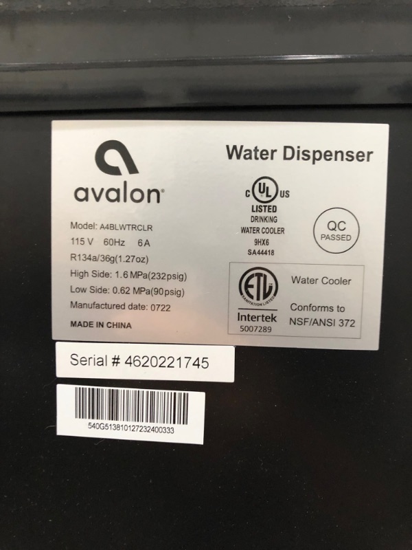 Photo 12 of **MINOR DENTS**TESTED**Avalon Bottom Loading Water Cooler Dispenser with BioGuard- 3 Temperature Settings- UL/Energy Star Approved- Bottled
