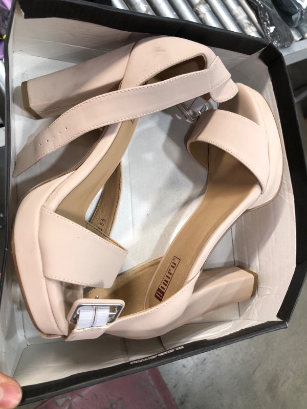 Photo 1 of **USED** IDIFU Women's IN4 Sabrina Platform Chunky High Heels Ankle Strap Heeled Sandals Wedding Party Dress Shoes 8.5 Nude Nubuck