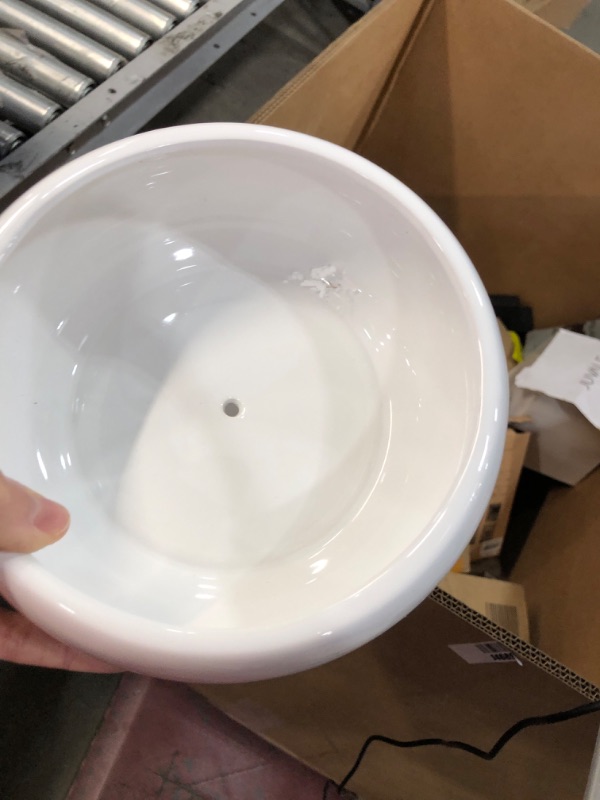 Photo 2 of **USED** *MyGift 8.75 Inch Round White Ceramic Planter - Indoor Gardening Planters for Flower, Cactus, Succulent Plants with Drainage Hole