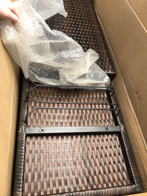 Photo 1 of BalanceFrom Outdoor Patio Wicker Bar Counter Table Backyard Furniture with Shelves and Rails