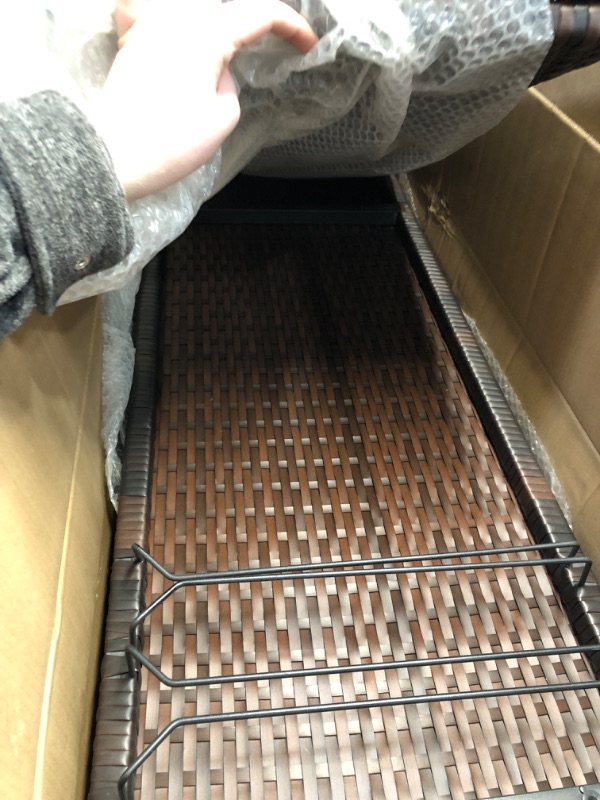 Photo 1 of BalanceFrom Outdoor Patio Wicker Bar Counter Table Backyard Furniture with Shelves and Rails