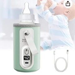 Photo 1 of **USED** SOPEWOD Portable Bottle Warmer, USB Bottle Warmer for Breastmilk and Formula with LCD Display, Fast and Accurate Heating of Baby Bottle Warmer for Car and Travel(Green)