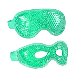 Photo 1 of 2PCS Gel Eye Mask Reusable Hot Cold Therapy Gel Bead Eye Mask for Puffiness /Dark Circles/Eye Bags /Dry Eyes/Headaches/Migraines/Stress Relief, Cooling Eye Mask Hot/Cold Compress Eye Mask (Green)