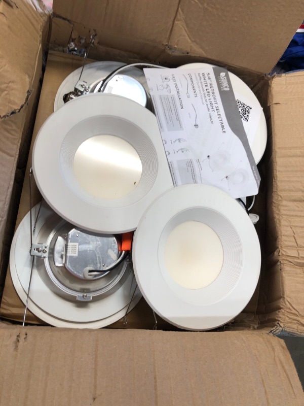 Photo 2 of **USED/POSSIBLE MISSING PARTS** Sunco Lighting 12 Pack 5/6 Inch LED Can Lights Retrofit Recessed Lighting, Selectable 2700K/3000K/3500K/4000K/5000K Dimmable, Baffle Trim, 13W=75W, 965 LM, Replacement Conversion Kit, UL Energy Star 5 Cct in One (2700k, 300