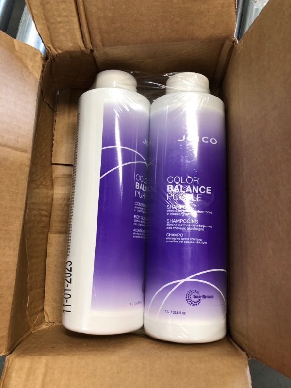 Photo 2 of **NEW** Joico Color Balance Purple Shampoo & Conditioner Set, Eliminate Brassy and Yellow tones, for Cool Blonde or Gray Hair 33.8 Fl Oz (Pack of 2)