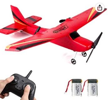 Photo 1 of **USED** HAWK'S Work 2 CH RC Airplane, RC Plane Ready to Fly, 2.4GHz Remote Control Airplane, Easy to Fly RC Glider for Kids & Beginners (Red)