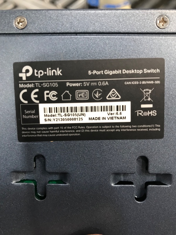 Photo 6 of TP-Link TL-SG105 | 5 Port Gigabit Unmanaged Ethernet Network Switch, Ethernet Splitter | Plug & Play | Fanless Metal Design | Shielded Ports | Traffic Optimization | Limited Lifetime Protection