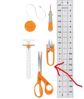 Photo 3 of **USED/MISSING ITEM** Fiskars Sewing Essentials Set (6pc), Orange 6 Count Sewing Essentials Set Orange