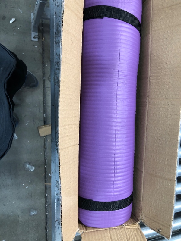 Photo 2 of **USED/SCRATCH DAMAGE** BalanceFrom All Purpose 1/2-Inch Extra Thick High Density Anti-Tear Exercise Yoga Mat with Carrying Strap and Yoga Blocks Purple Mat Only