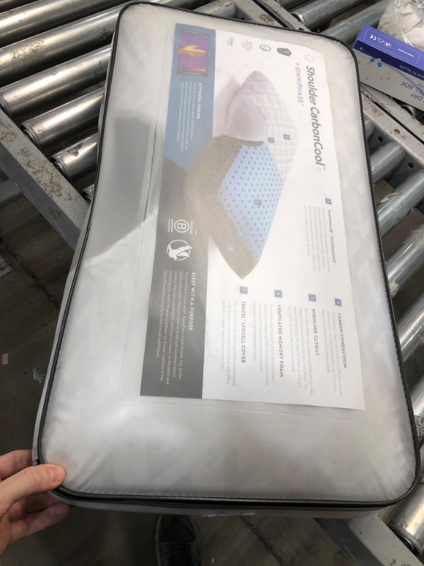 Photo 2 of **USED/CARRY CASE DAMAGED** ** MALOUF Z Shoulder CARBONCOOL LT OMNIPHASE Memory Foam Pillow–Continual Temperature Regulation–for Side Sleepers, Gray, Queen/Shoulder Cutout