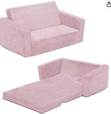 Photo 1 of **USED** Delta Children Serta Perfect Sleeper Extra Wide Convertible Sofa to Lounger, Comfy 2-in-1 Flip Open Couch/Sleeper for Kids, Pink