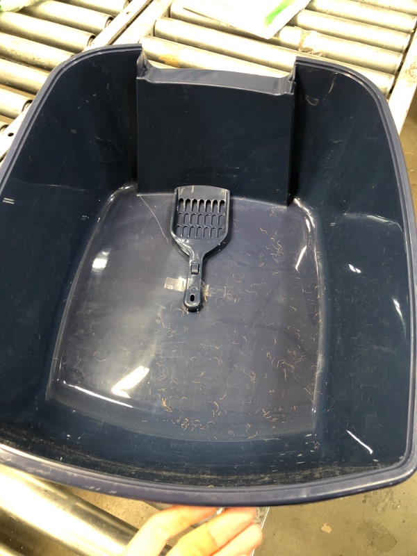 Photo 2 of **USED**   IRIS USA Jumbo Open Top Cat Litter Tray with Scoop, Sturdy Comfortable Easy to Clean Open Air Kitty Rabbit Litter Pan with Tall Walls, Navy