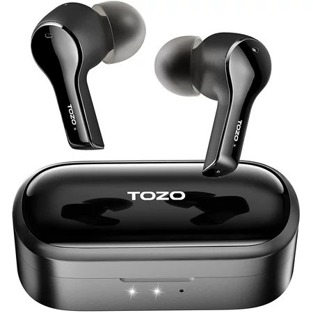 Photo 1 of TOZO T9 True Wireless Earbuds Bluetooth 5.3 in-Ear Headphones Environmental Noise Cancellation Stereo Calls Touch Control IPX7 Waterproof - Black (Cha
