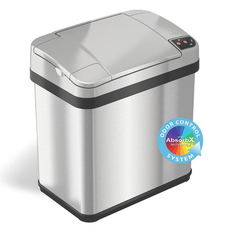 Photo 1 of iTouchless Sensor Garbage Can Kitchen Wastebasket, 2.5 Gallon, 2.5 Gal Silver
