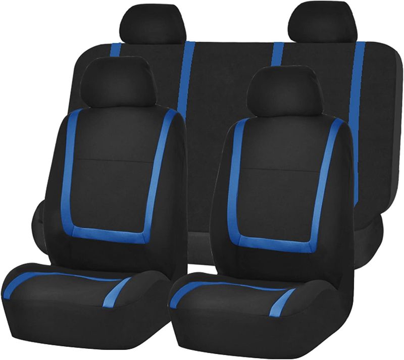 Photo 1 of **MISSING ONE SEAT & ONE HEAD COVER**FH Group Car Seat Covers Full Set Cloth - Universal Fit Automotive Seat Covers, Low Back Front Seat Covers, Solid Back Seat Cover, Washable Car Seat Cover for SUV, Sedan and Van Blue
