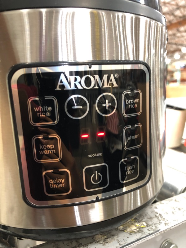 Photo 3 of **SLIGHT DENT, TESTED**Aroma Housewares ARC-914SBD Digital Cool-Touch Rice Grain Cooker and Food Steamer, Stainless, Silver, 4-Cup (Uncooked) / 8-Cup (Cooked) Basic