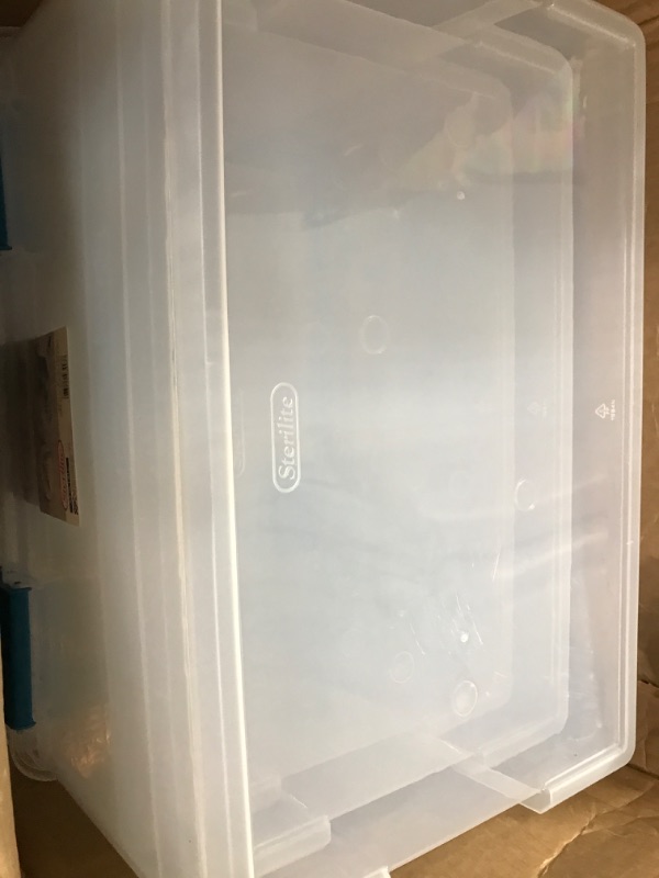 Photo 2 of **USED** 1 LID AND 2 BINS** Sterilite 19344304 54 Quart/51 Liter Box, Aquarium Latches and Gasket, Solid