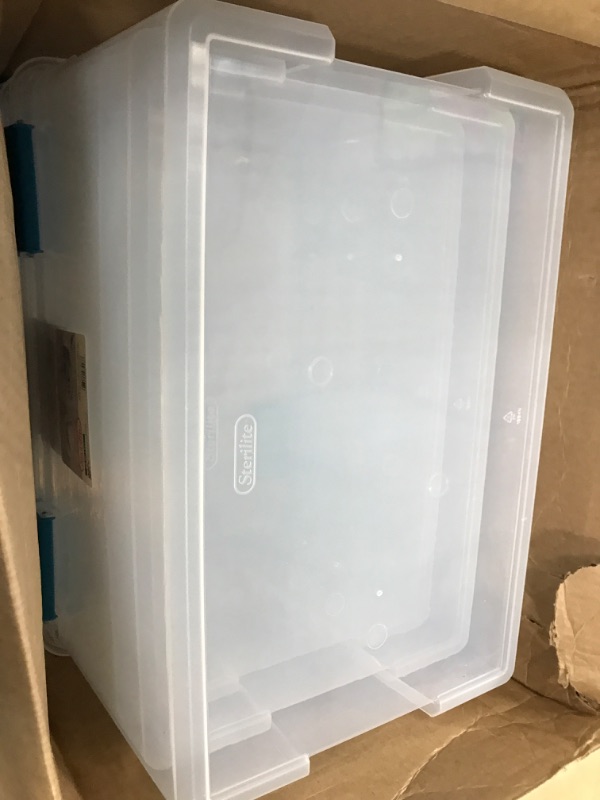 Photo 1 of **USED** 1 LID AND 2 BINS** Sterilite 19344304 54 Quart/51 Liter Box, Aquarium Latches and Gasket, Solid